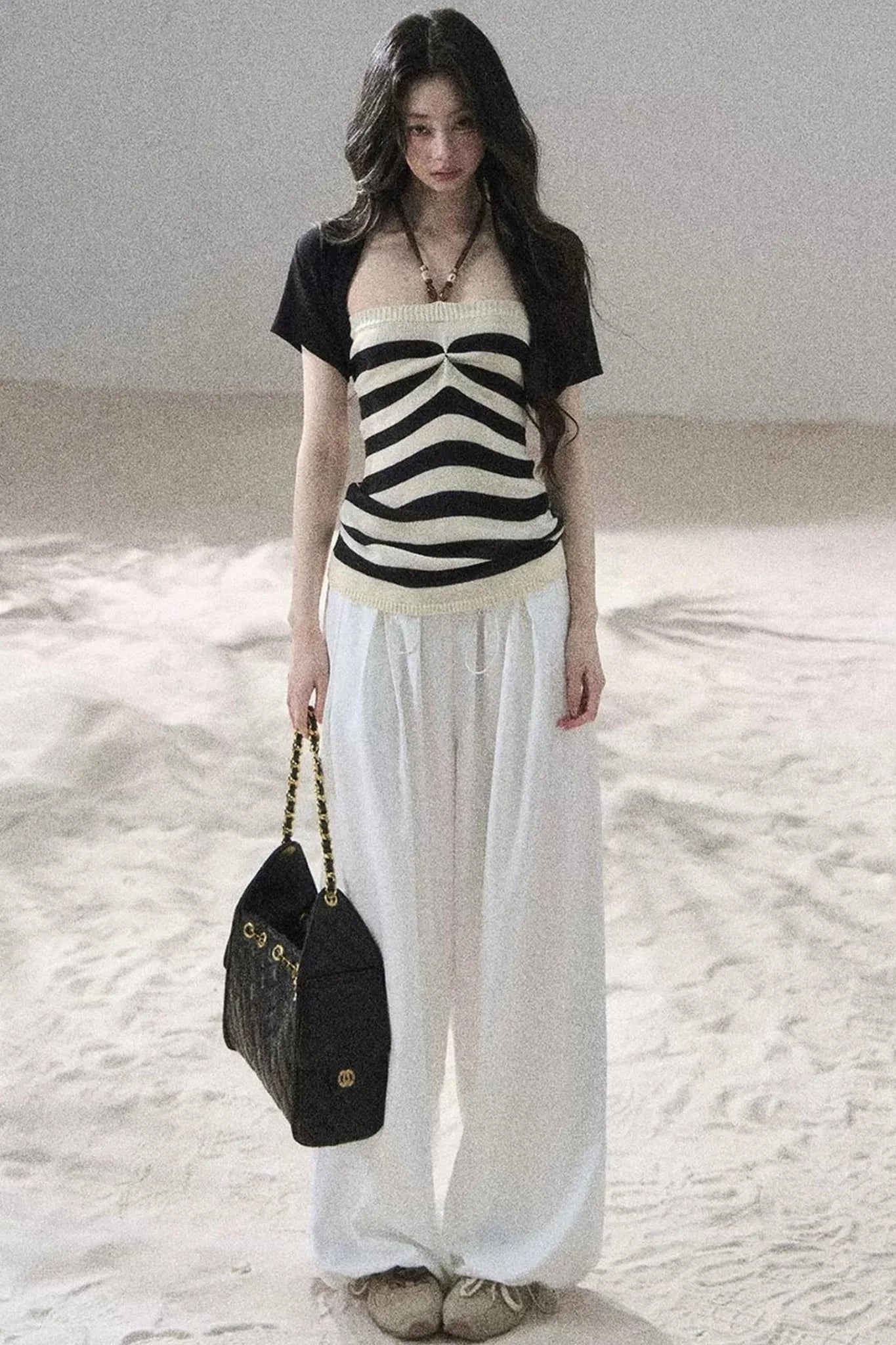 Flowing Twilight Striped Top Set