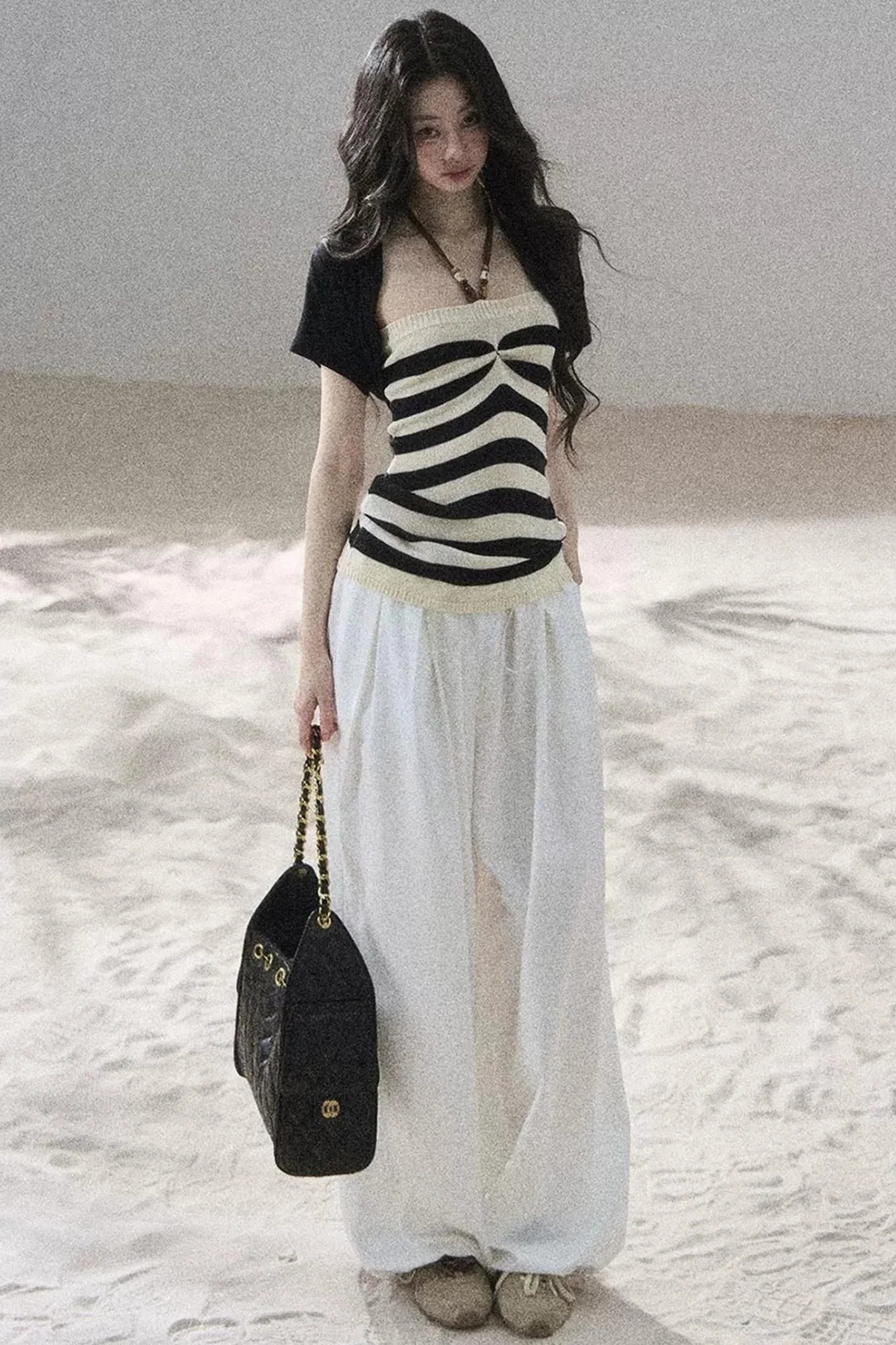 Flowing Twilight Striped Top Set