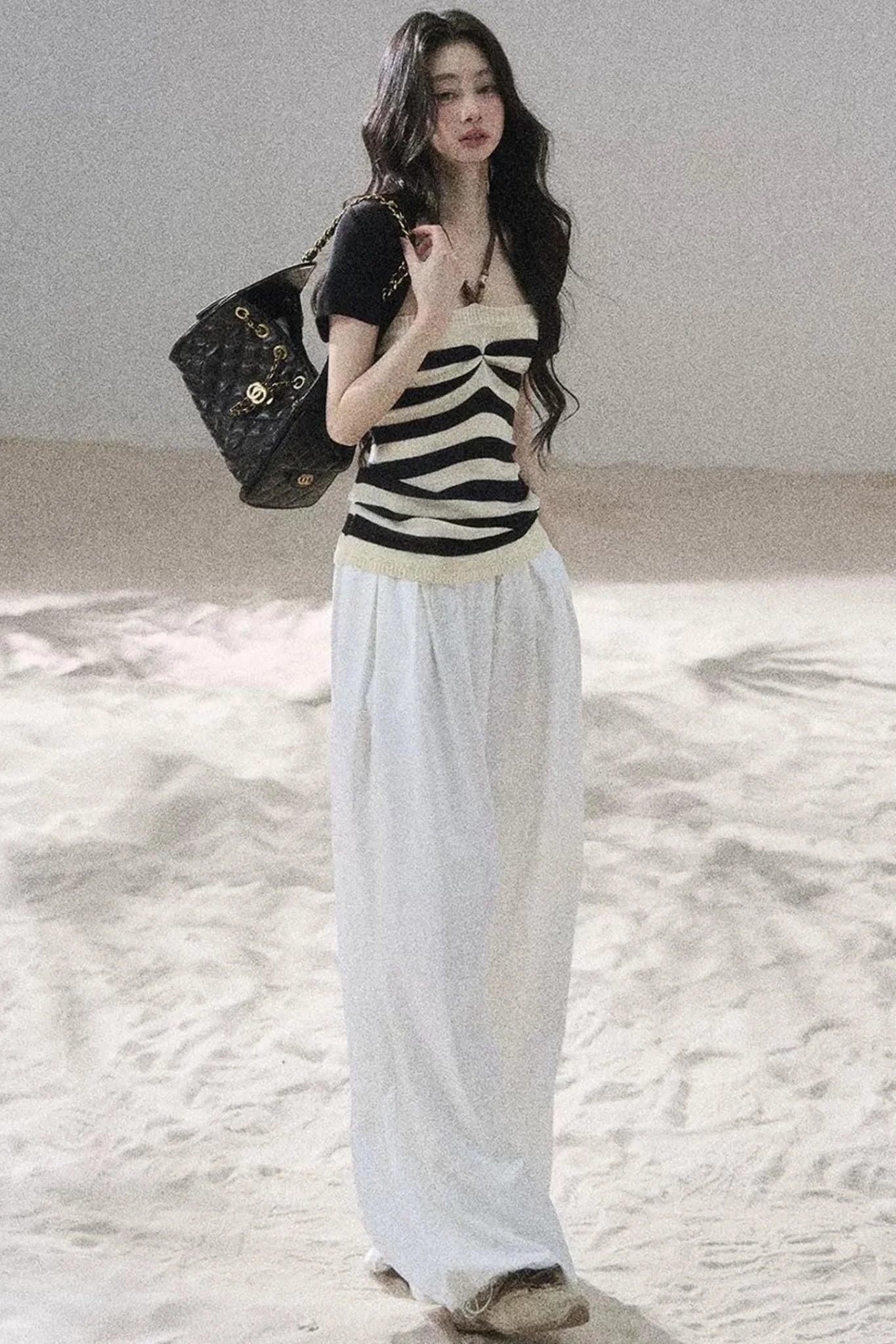 Flowing Twilight Striped Top Set