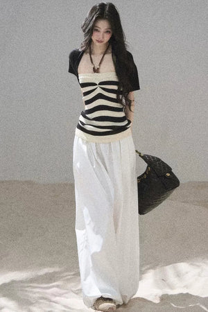 Flowing Twilight Striped Top Set