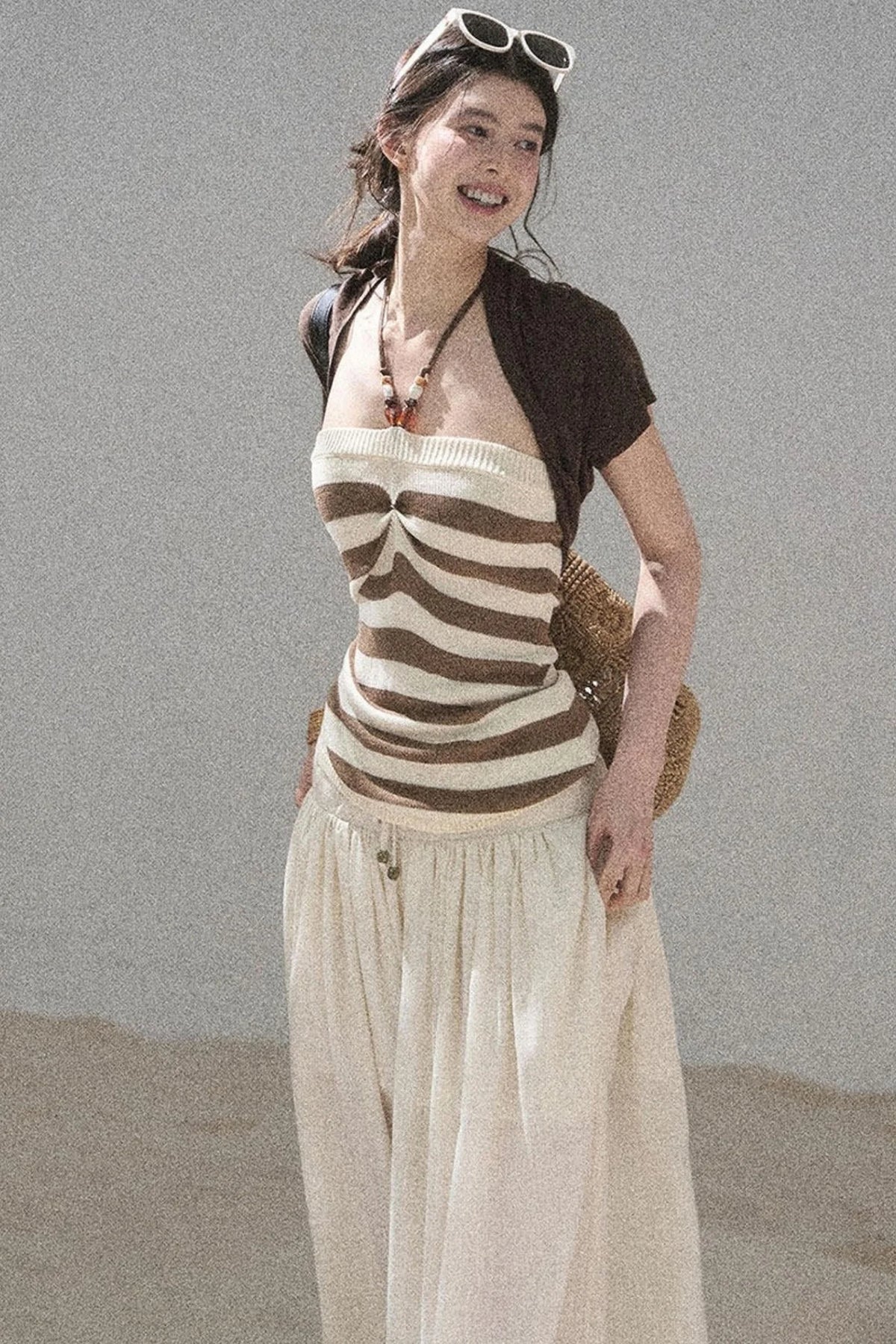 Flowing Twilight Striped Top Set