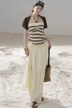 Flowing Twilight Striped Top Set