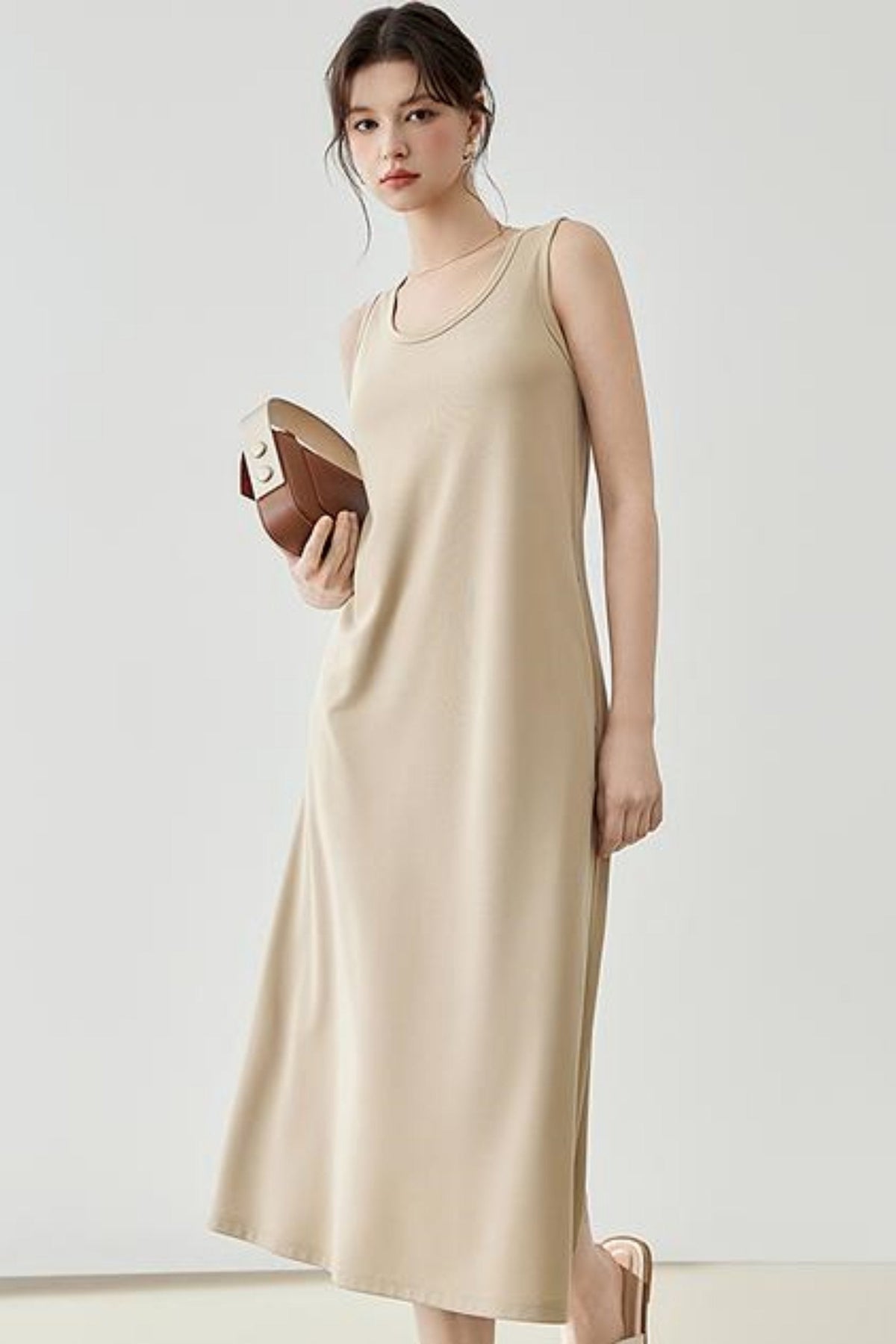 Flowy Knit Fabric Maxi Dress