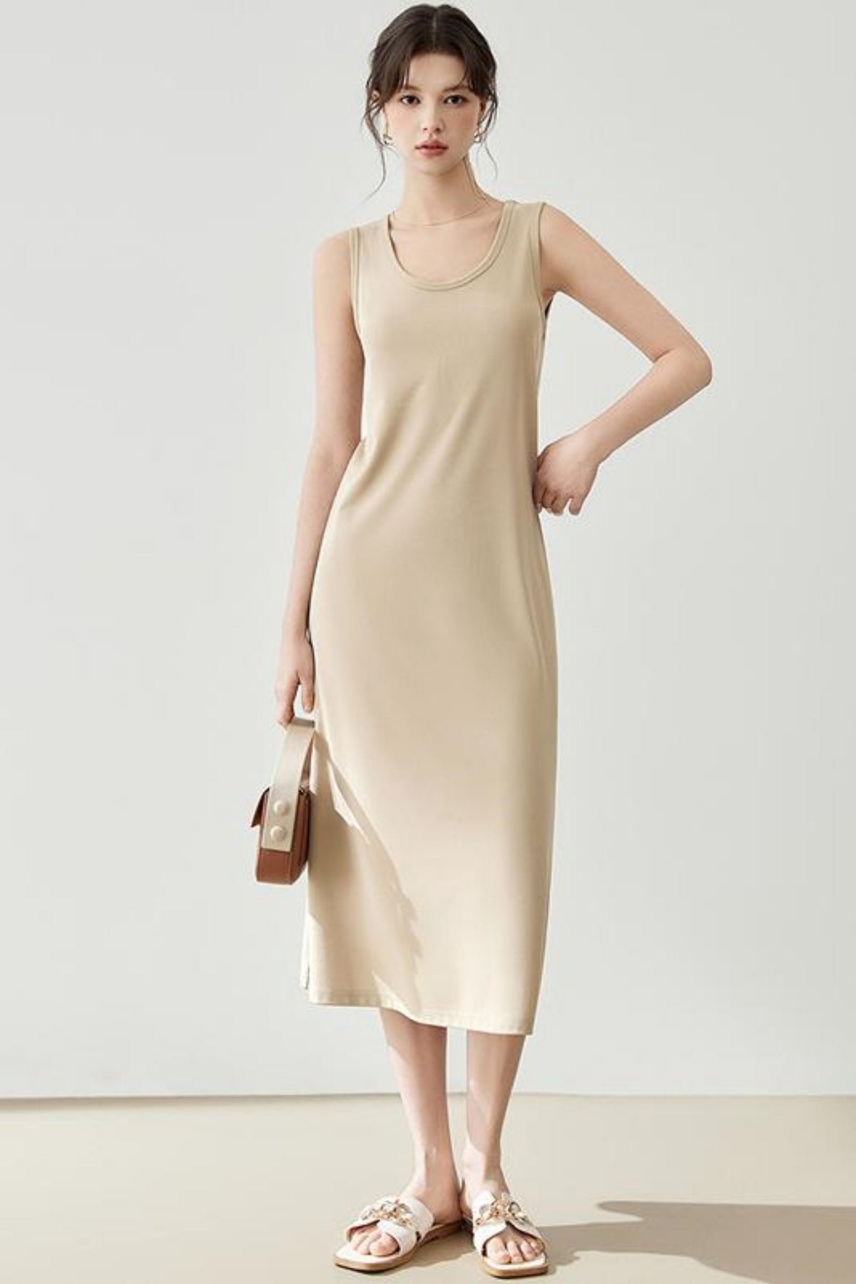 Flowy Knit Fabric Maxi Dress