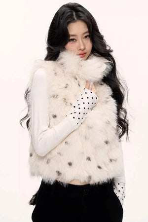 Fluffy Leopard Magic Fur Vest Jacket