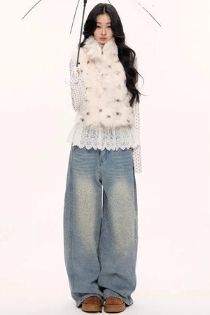 Fluffy Leopard Magic Fur Vest Jacket