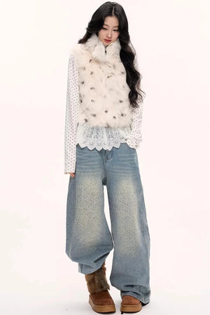 Fluffy Leopard Magic Fur Vest Jacket