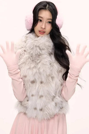 Fluffy Leopard Magic Fur Vest Jacket