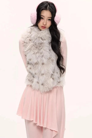 Fluffy Leopard Magic Fur Vest Jacket