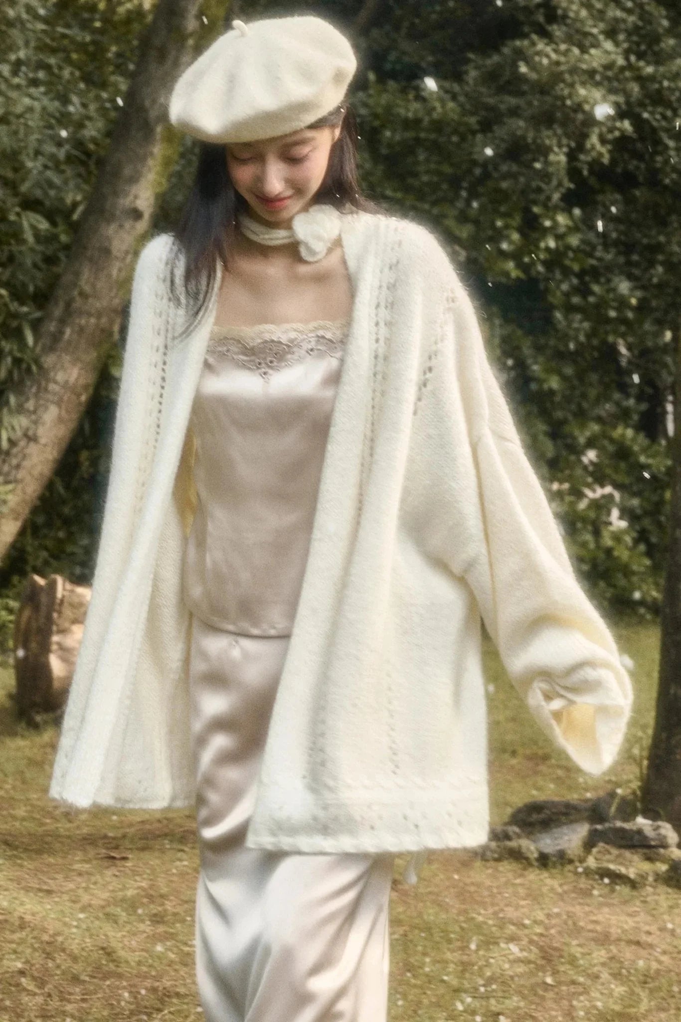 Fluffy Wool Long Cardigan