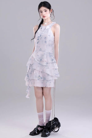 Fluid Floral Cascade Dress