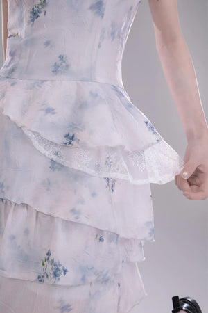 Fluid Floral Cascade Dress
