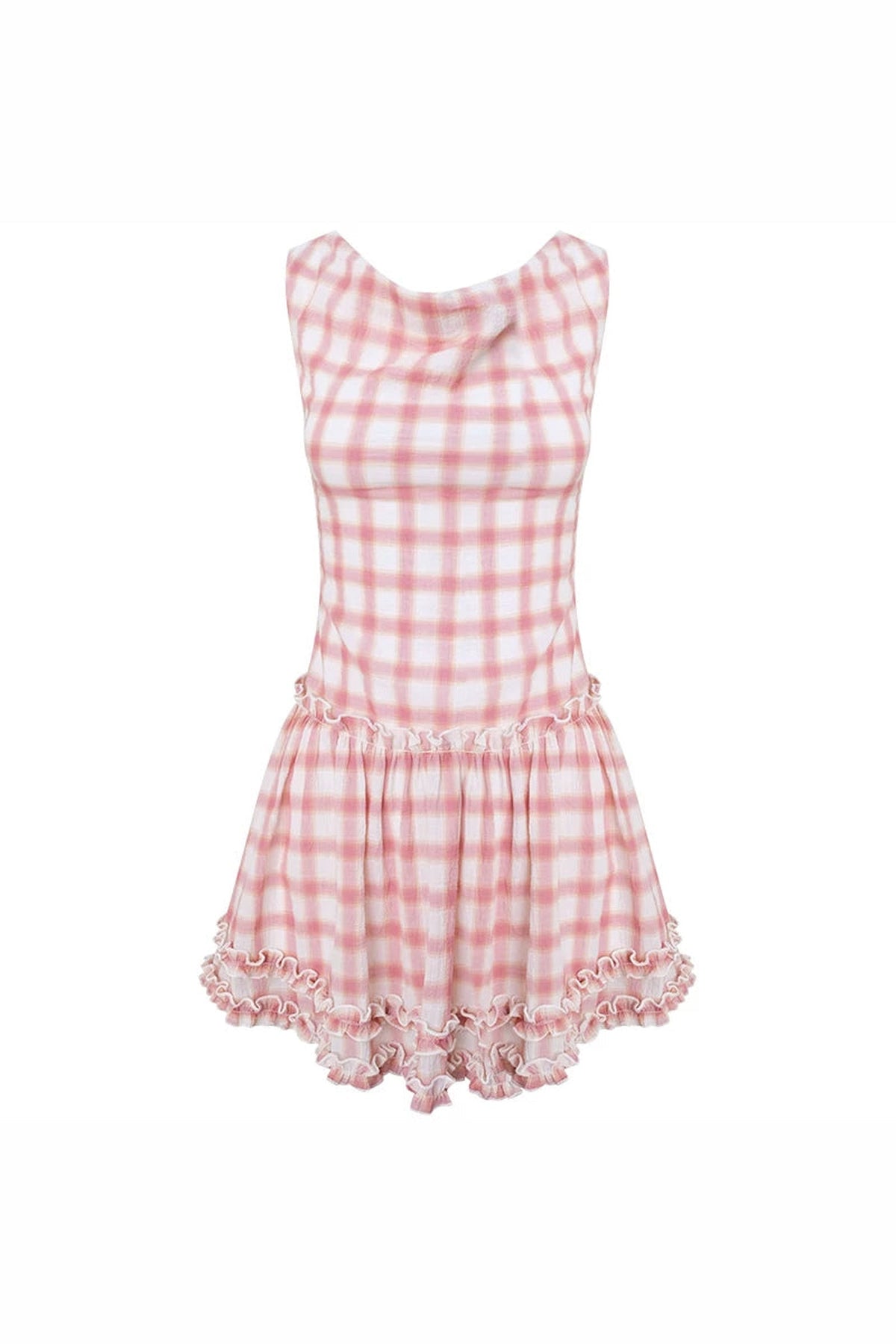 Flutter Collar Plaid Dress