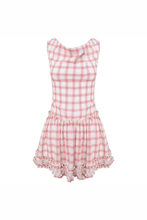 Flutter Collar Plaid Dress