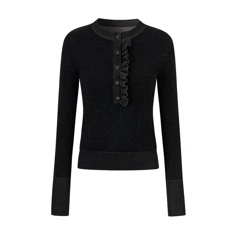 Flutter Crew Neck Knit Top