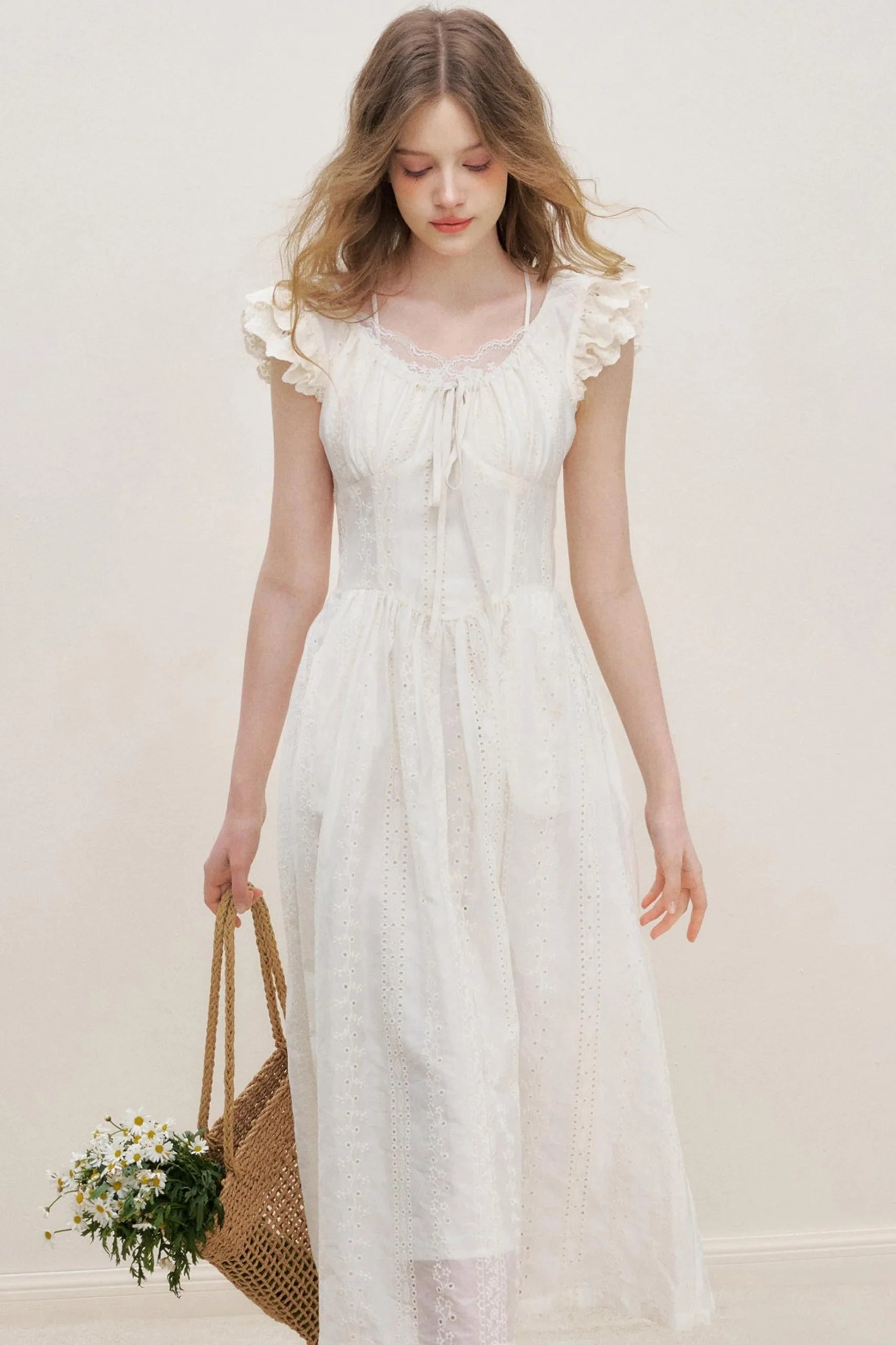Flutter Lace Midi Dress