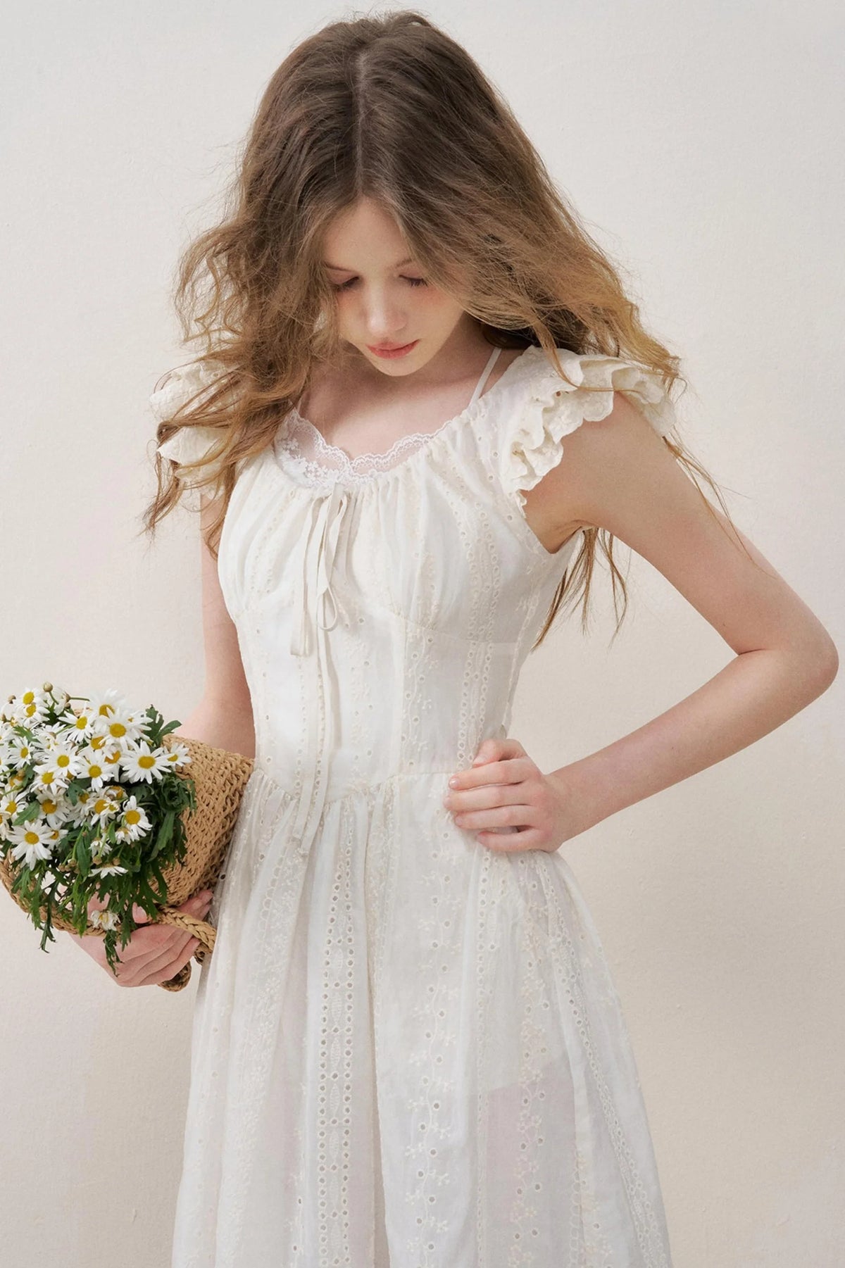Flutter Lace Midi Dress