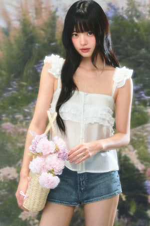 Flutter Sleeve Babydoll Top Set-Up