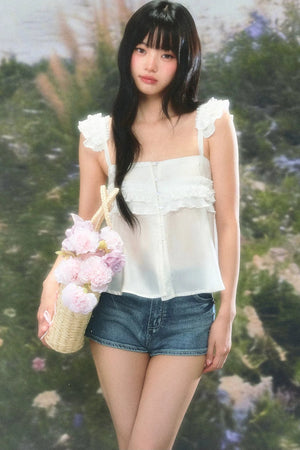 Flutter Sleeve Babydoll Top Set-Up