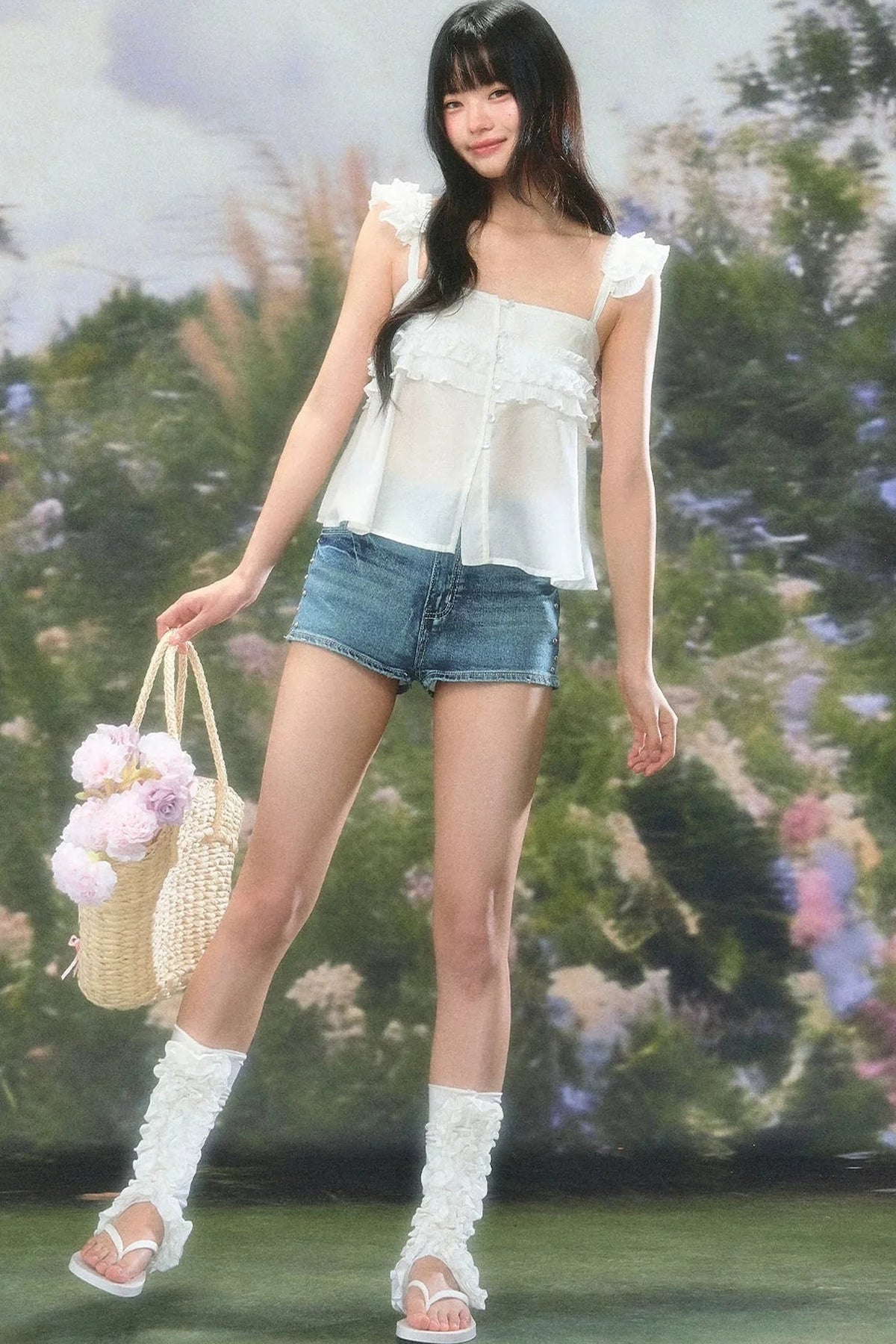 Flutter Sleeve Babydoll Top Set-Up