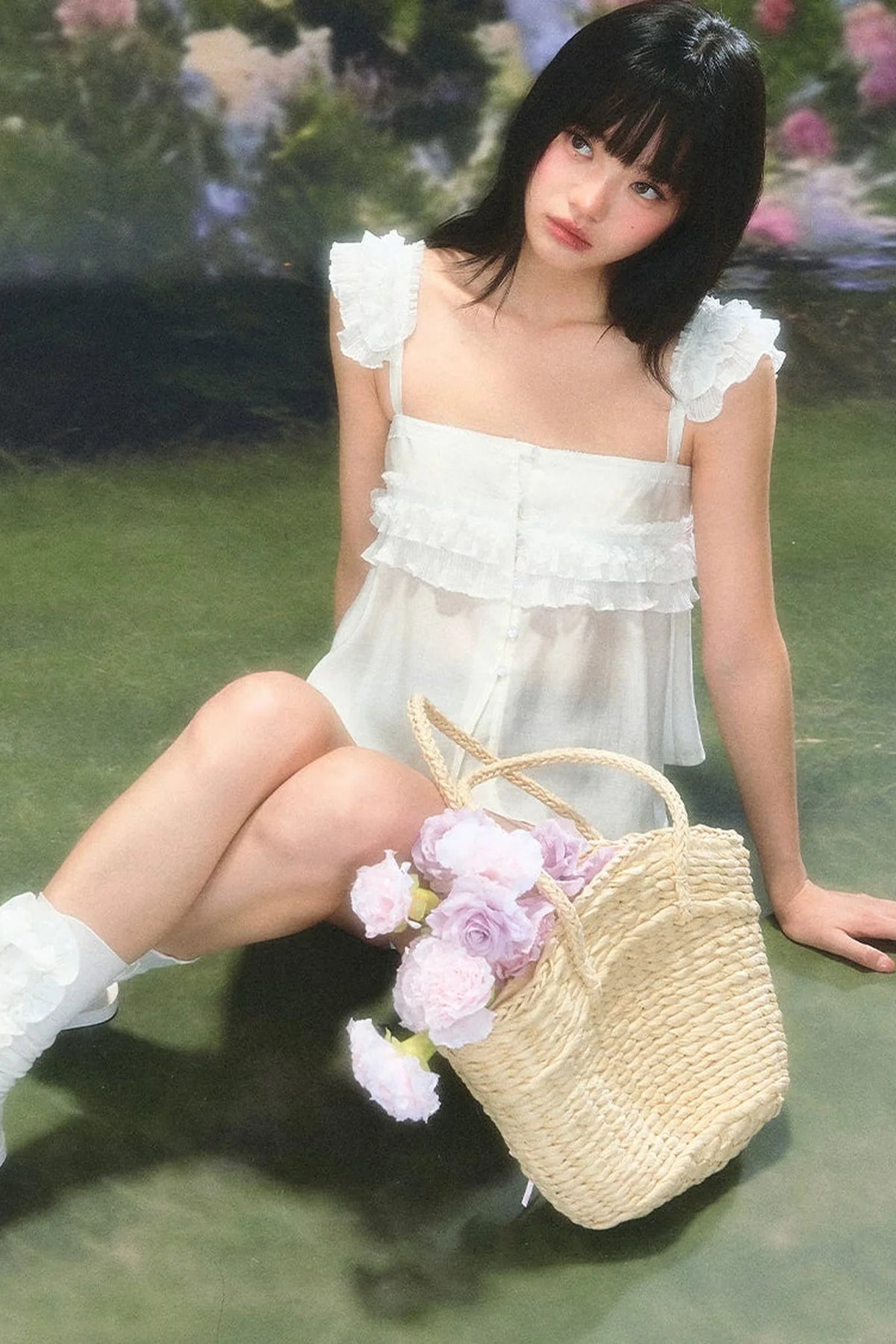 Flutter Sleeve Babydoll Top Set-Up