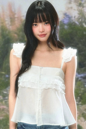 Flutter Sleeve Babydoll Top Set-Up