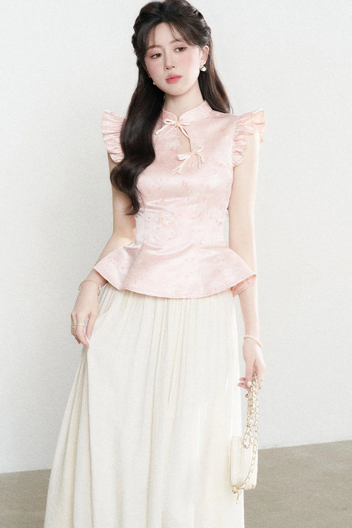 Flutter-Sleeve Pink Blouse