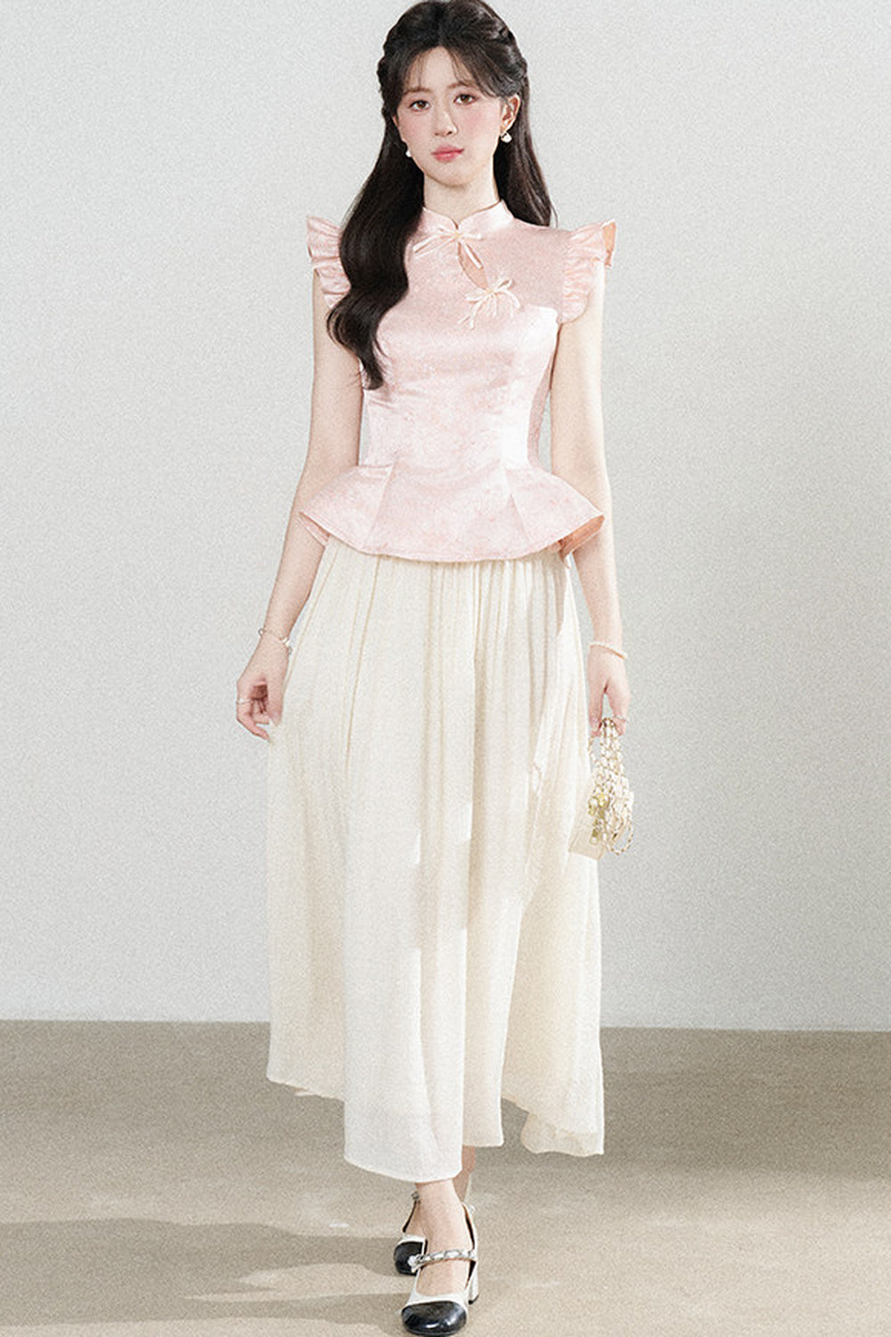 Flutter-Sleeve Pink Blouse