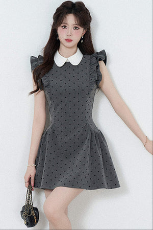 Flutter-Sleeve Polka Dot Dress