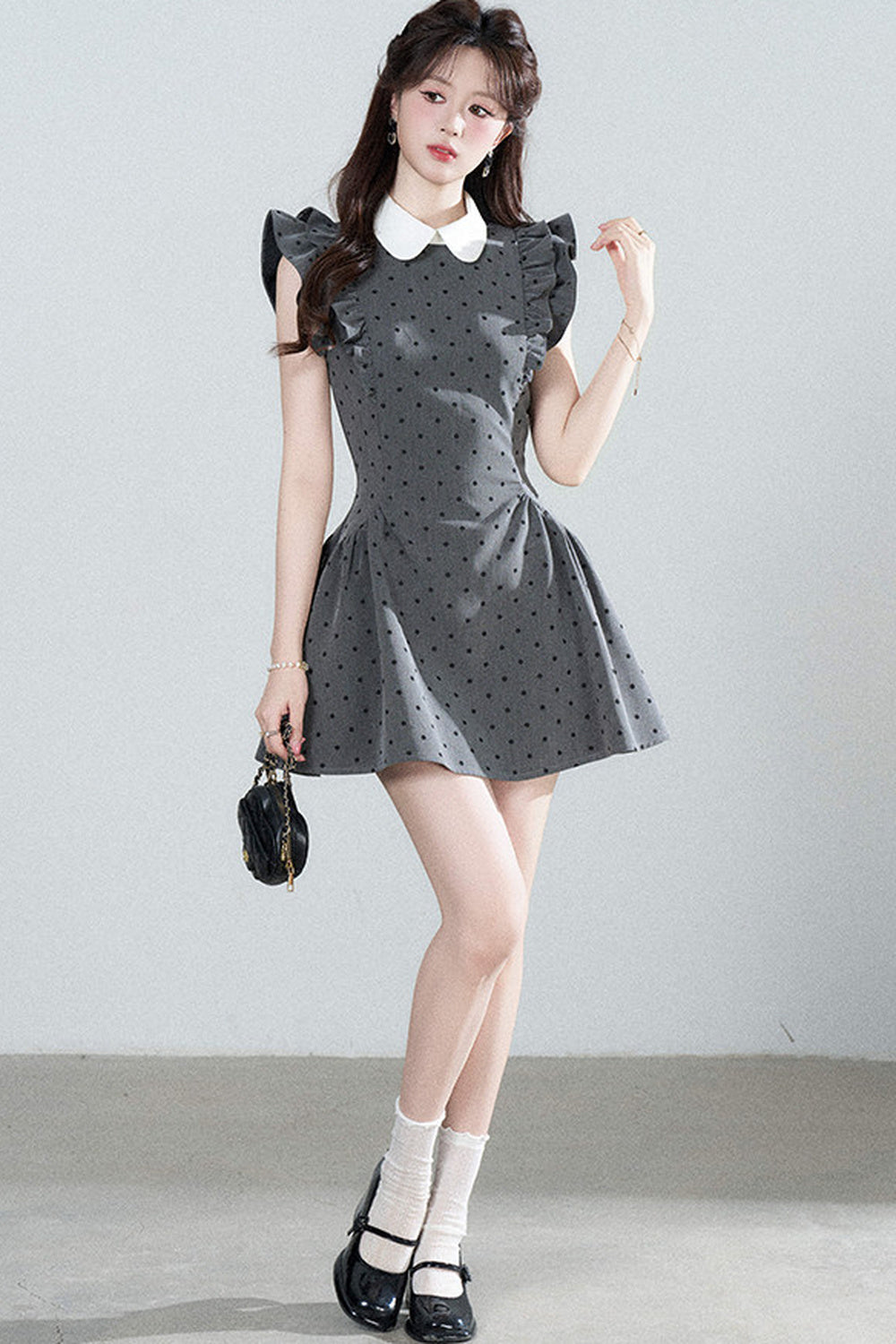 Flutter-Sleeve Polka Dot Dress
