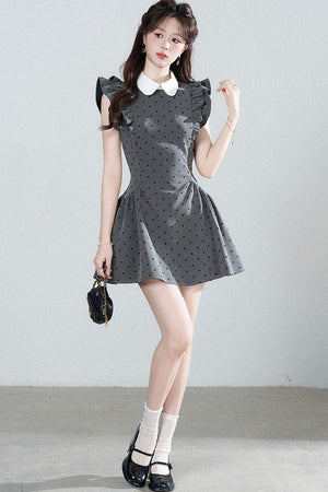 Flutter-Sleeve Polka Dot Dress