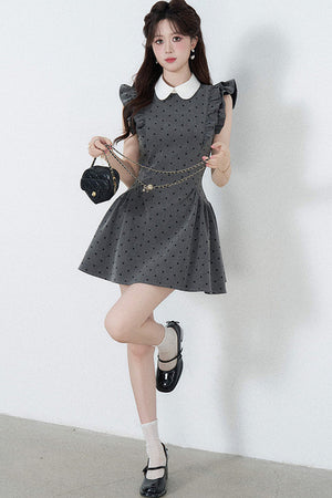 Flutter-Sleeve Polka Dot Dress