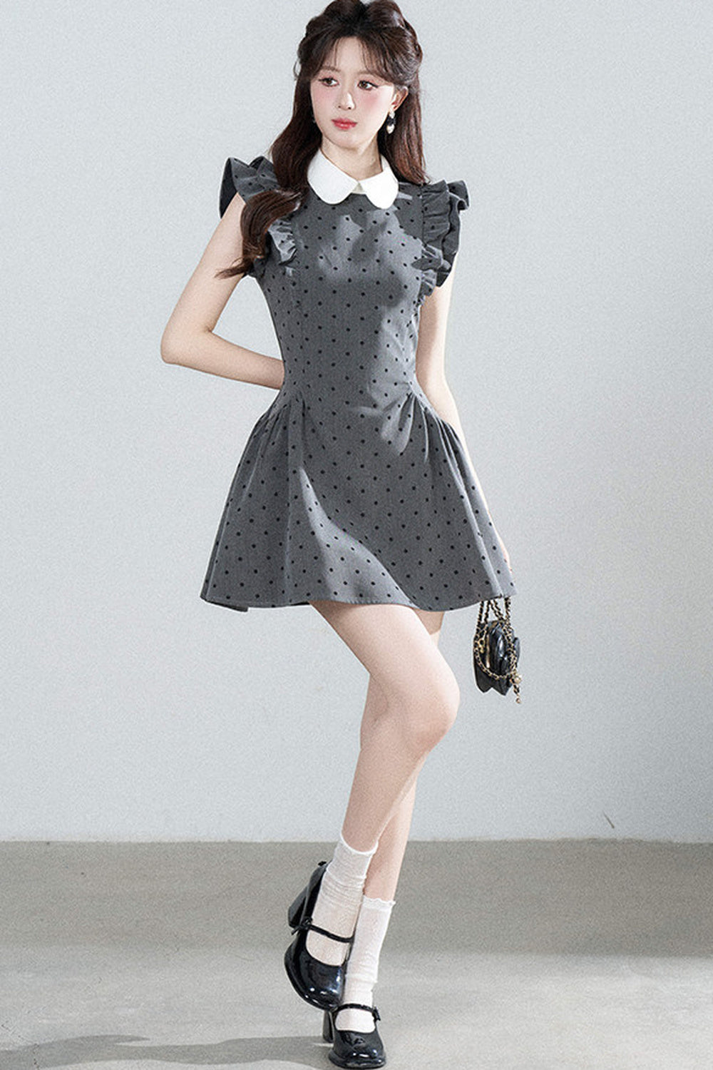 Flutter-Sleeve Polka Dot Dress