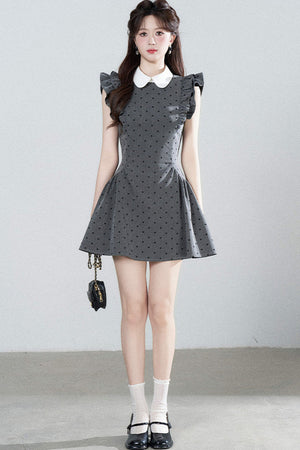 Flutter-Sleeve Polka Dot Dress