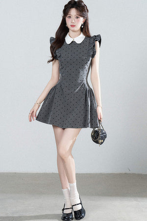 Flutter-Sleeve Polka Dot Dress