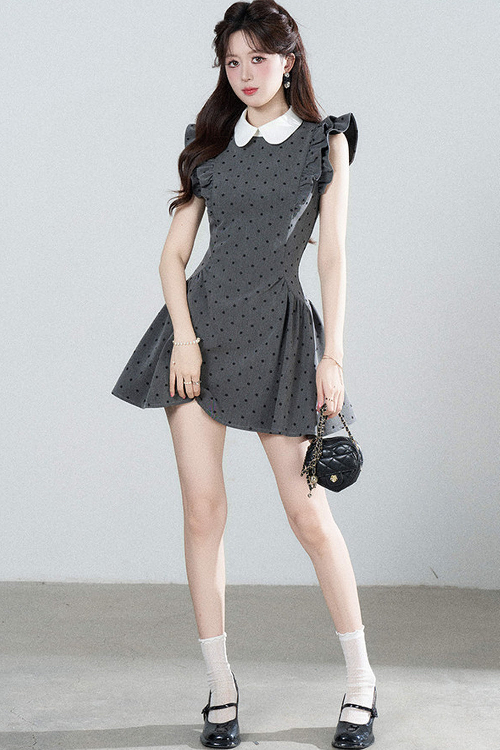 Flutter-Sleeve Polka Dot Dress
