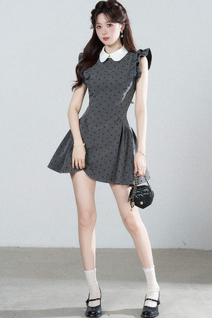 Flutter-Sleeve Polka Dot Dress