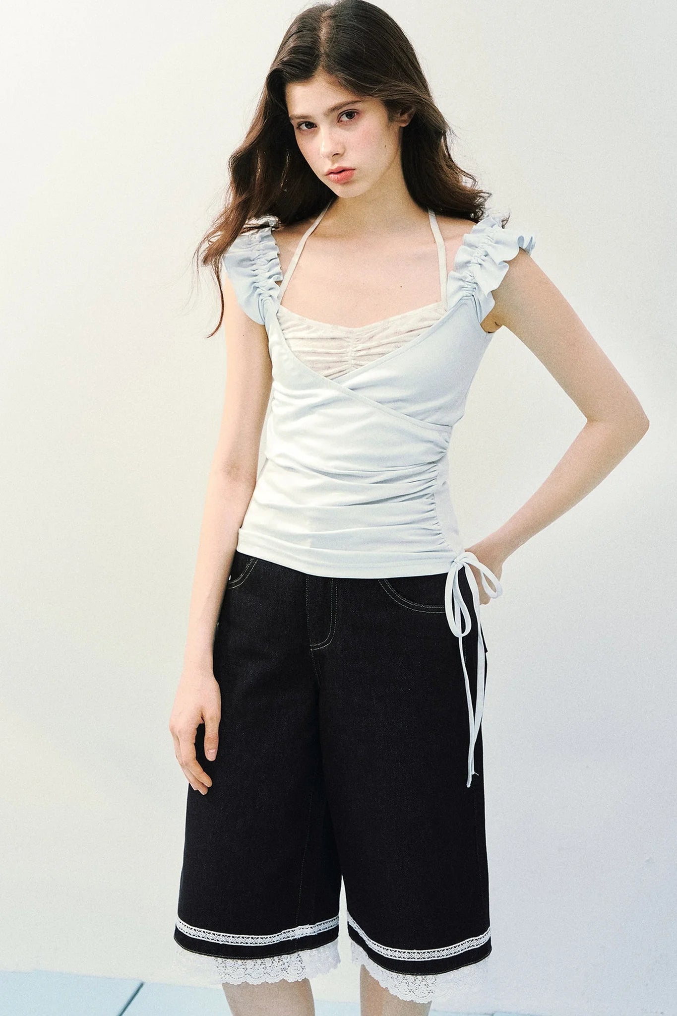 Flutter Sleeve Spliced T-Shirt