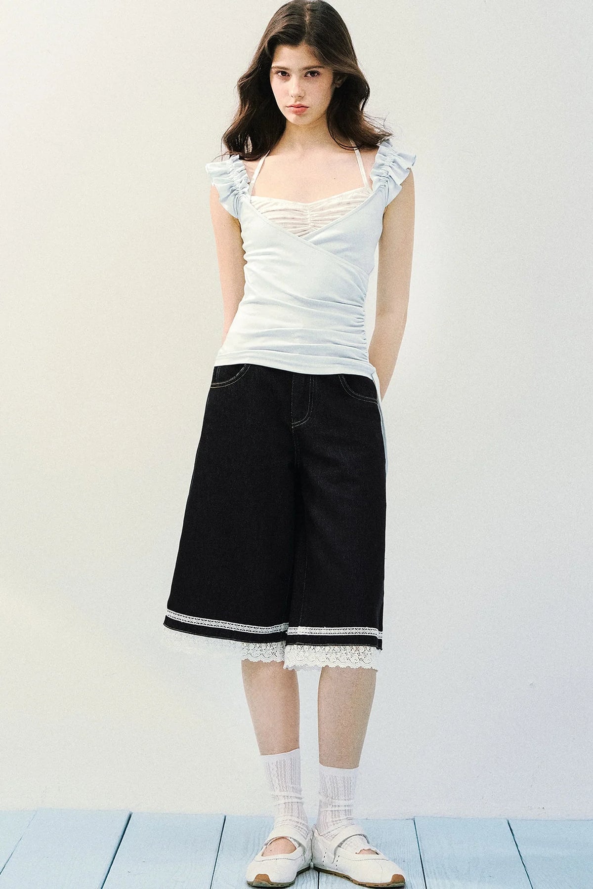 Flutter Sleeve Spliced T-Shirt