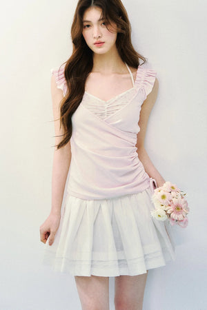Flutter Sleeve Spliced T-Shirt