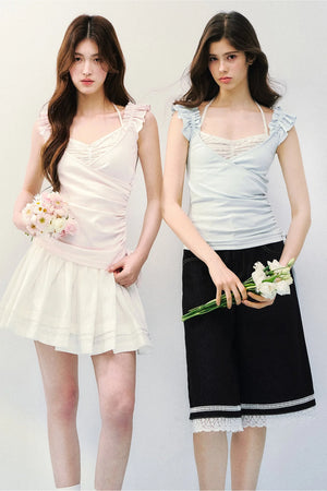 Flutter Sleeve Spliced T-Shirt