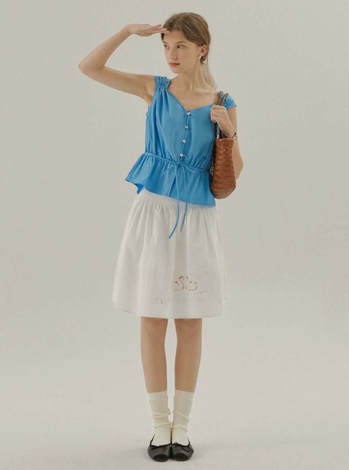 Fly Sleeve Waist Shirt Cropped Top