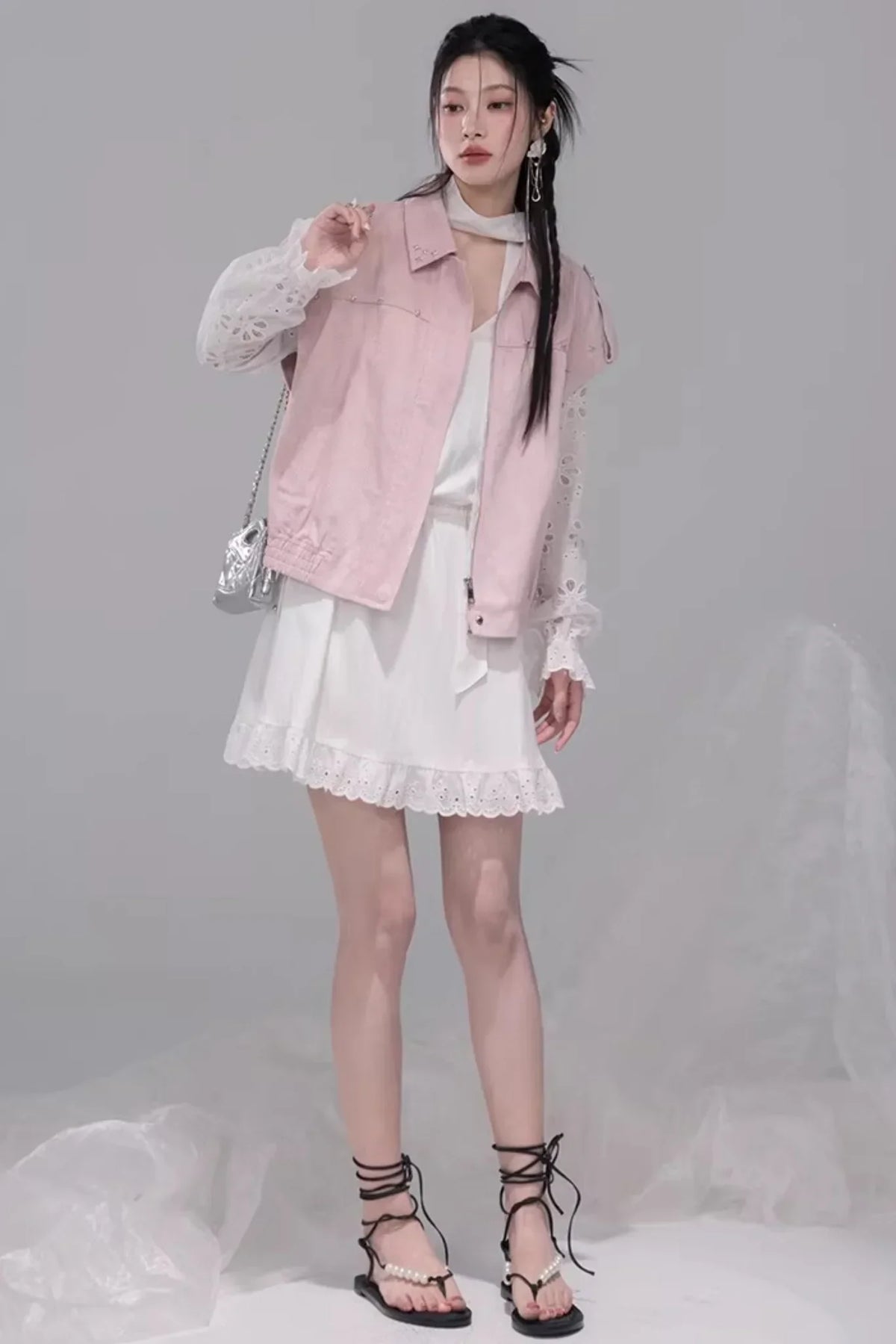 Fog Pink Denim Vest Jacket
