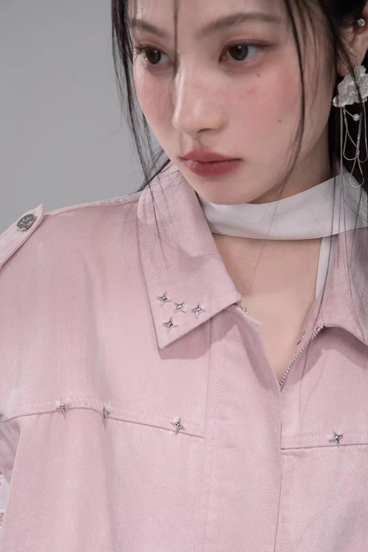 Fog Pink Denim Vest Jacket