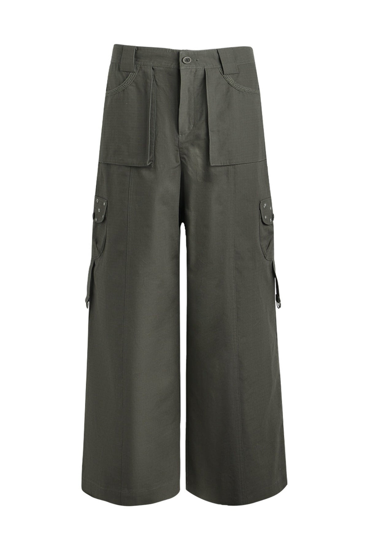 Foldable Hem Wide Leg Pants