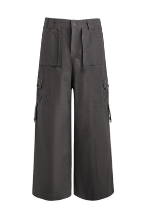 Foldable Hem Wide Leg Pants
