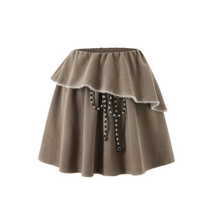 Folding Lace-Up Short Skirt