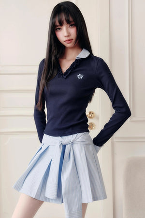 Fragile Love Letter Pleated Skirt Set-Up