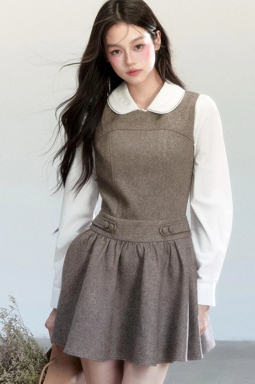Fragile Pine Vest Dress And Shirt Set-Up