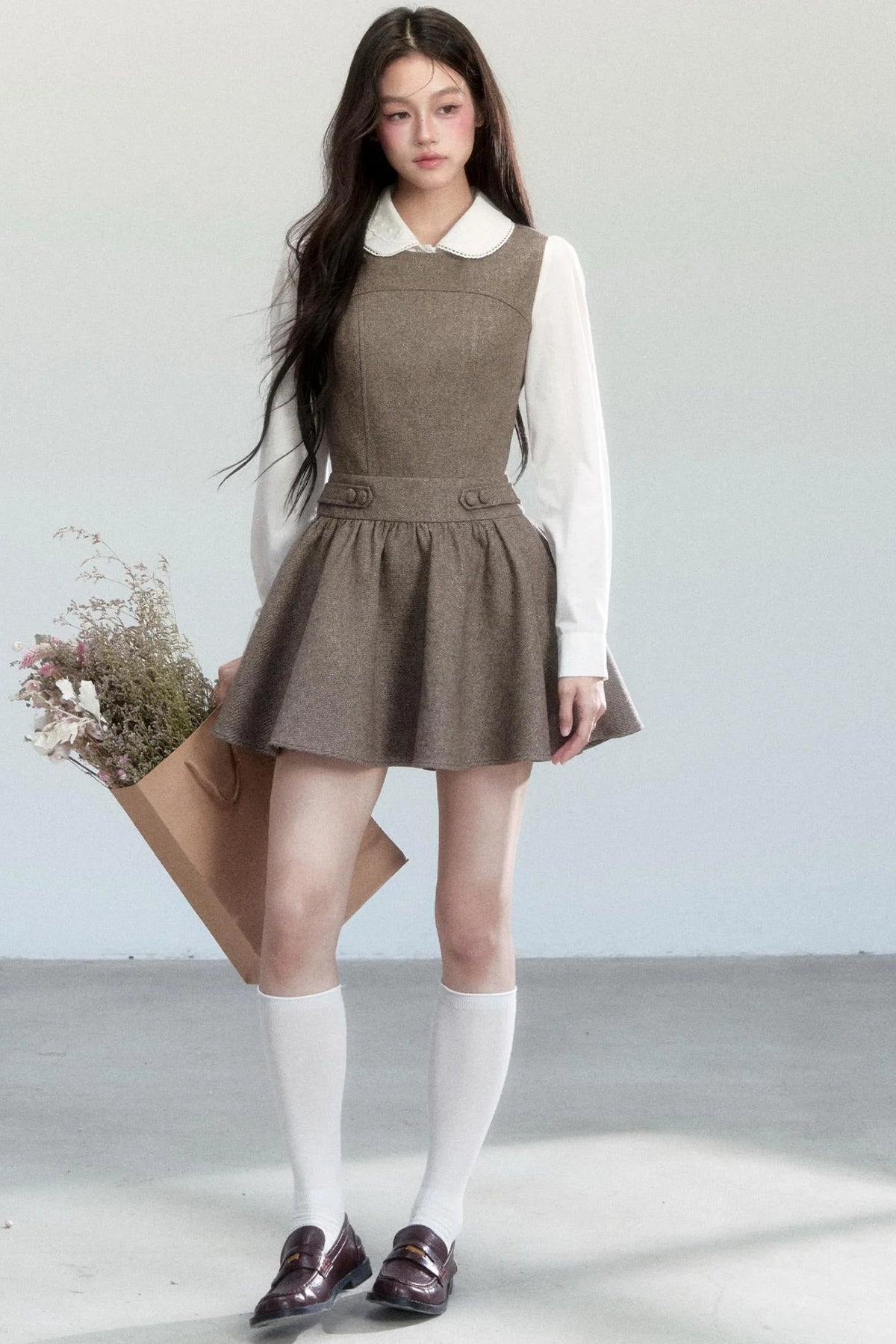 Fragile Pine Vest Dress And Shirt Set-Up